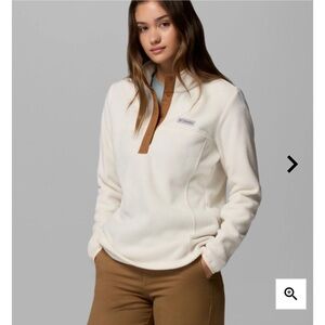 Columbia Women's Benton Springs Half Snap Pullover Fleece II Sweatshirt Cream L